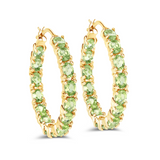 14k Gold Plated Peridot Hoop Earrings