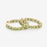 14k Gold Plated Peridot Hoop Earrings