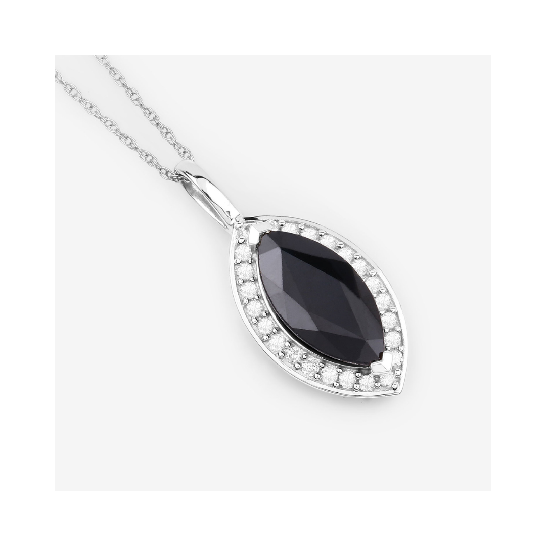 Genuine Blue Sapphire and Diamond Halo Pendant