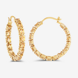 14k Gold Plated Citrine Hoop Earrings