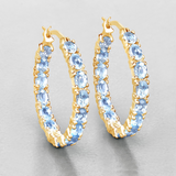 14k Gold Plated Blue Topaz Hoop Earrings