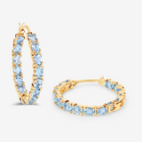 14k Gold Plated Blue Topaz Hoop Earrings