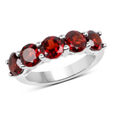 Genuine Garnet 5 Stone Ring