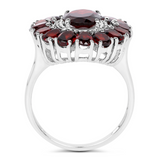 Natural Garnet Flower Ring