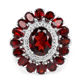 Natural Garnet Flower Ring