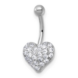 10k White Gold Heart Navel Ring