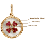 Mother of Pearl Ruby Clover Pendant Necklace