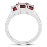 Genuine Garnet 3 Stone Ring