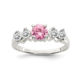 Pink Round CZ Stones Ring