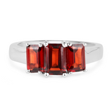 Genuine Garnet 3 Stone Ring