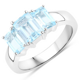 Genuine Blue Topaz 3 Stone Ring