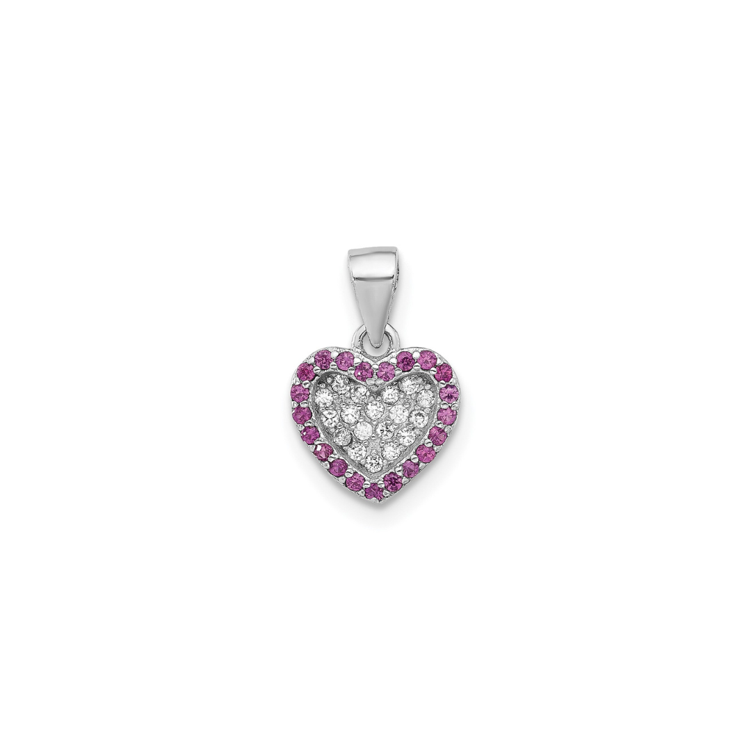Pink CZ Heart Charm Pendant