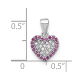 Pink CZ Heart Charm Pendant