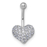 10k White Gold Heart Navel Ring