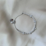 Sterling Silver Dainty Bracelet White Gemstone Unique Bracelet Wedding Jewelry Gift For Her