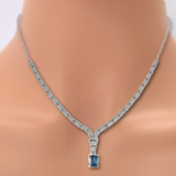 Natural London Blue Topaz Birthstone Necklace