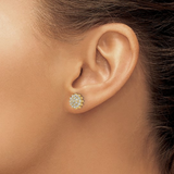 model in cluster earring, model in lab grown earrings