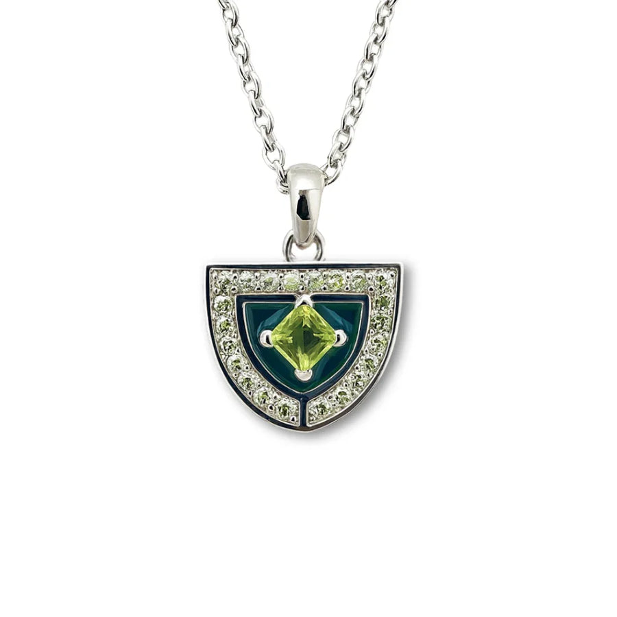 Natural Peridot Silver Amulet Necklace Fine Color Jewels