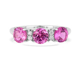 Pink Sapphire Three Stone Ring, Sapphire and topaz ring, eternity ring design, ring under $100, three gemstone ring design