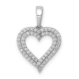 14K White Gold Diamond Two Row Heart Pendant Lab Grown, anniversary gift ideas