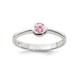 Pink Round Bezel Cubic Zirconia Ring