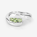 Genuine Peridot Three Stone Bypass Ring