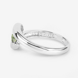 Genuine Peridot Three Stone Bypass Ring