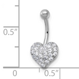 10k White Gold Heart Navel Ring