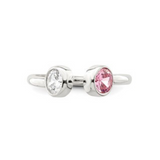 Pink and White CZ Silver Adjustable Ring