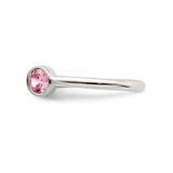 Pink and White CZ Silver Adjustable Ring