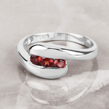 Red Natural Garnet Bypass Ring