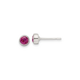 Pink CZ Round Bezel Stud Earrings