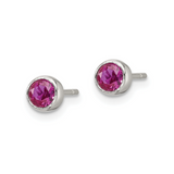 Pink CZ Round Bezel Stud Earrings