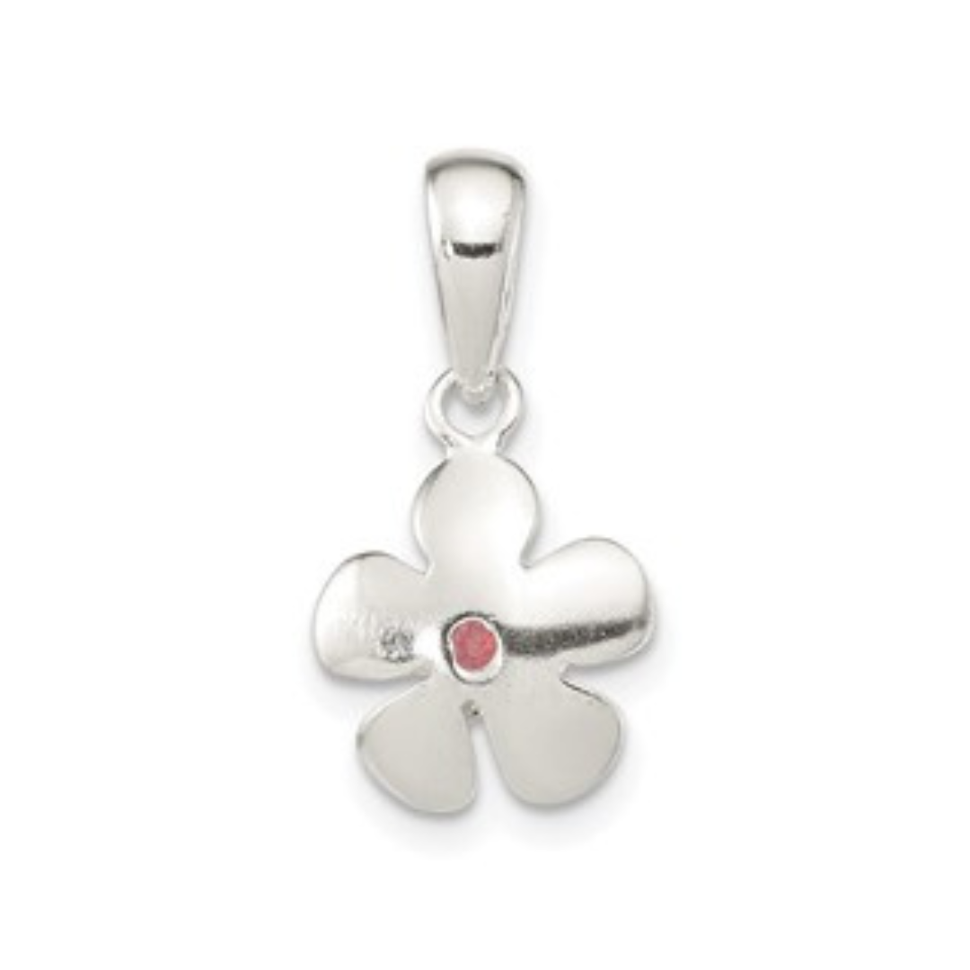 Pink Cubic Zirconia Flower Pendant