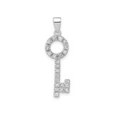 Cubic Zirconia Silver Key Pendant