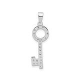 Cubic Zirconia Silver Key Pendant