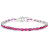 Genuine Pink Ruby 10K Gold Tennis Bracelet