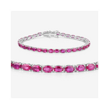 Genuine Pink Ruby 10K Gold Tennis Bracelet