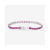 Genuine Pink Ruby 10K Gold Tennis Bracelet