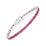 Genuine Pink Ruby 10K Gold Tennis Bracelet