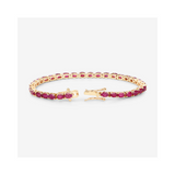 Genuine Pink Ruby 10K Gold Tennis Bracelet