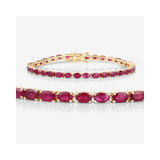 Genuine Pink Ruby 10K Gold Tennis Bracelet