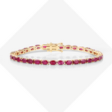 Genuine Pink Ruby 10K Gold Tennis Bracelet