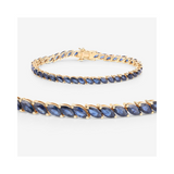 Genuine Blue Sapphire 10K Yellow Gold Bracelet