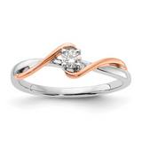 14K Dual Tone Solitaire Diamond Wedding Ring, two tone ring, white and rose gold ring, diamond solitaire ring