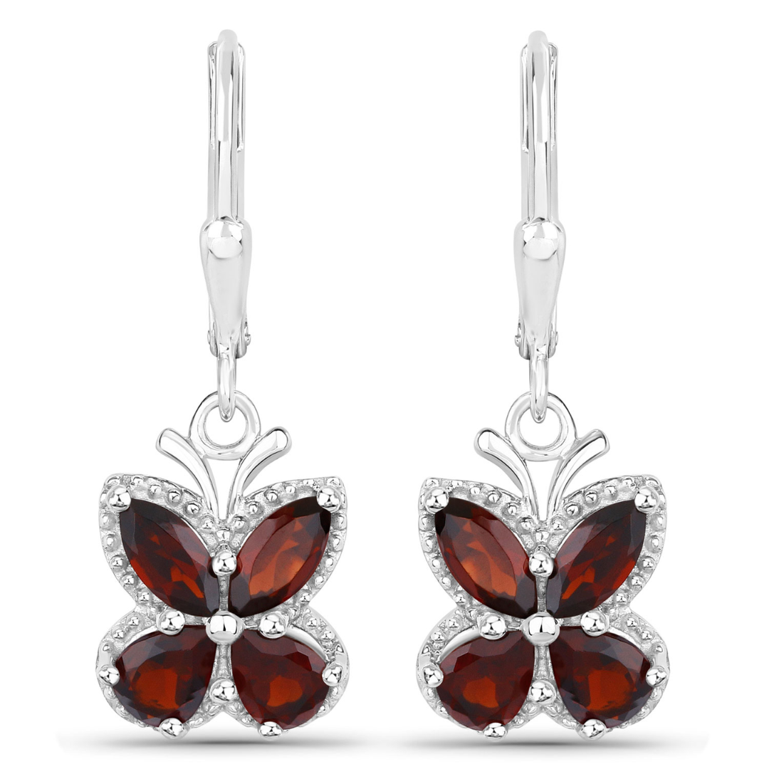 Genuine Garnet Butterfly Earrings