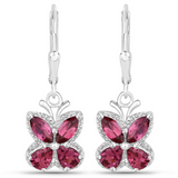 Genuine Rhodolite Garnet Butterfly Earrings