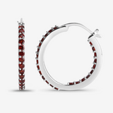 Natural Garnet Hoop Earrings