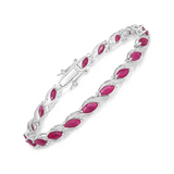 Genuine Ruby Diamond 10k Gold Bracelet Womens