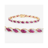 Genuine Ruby Diamond 10k Gold Bracelet Womens